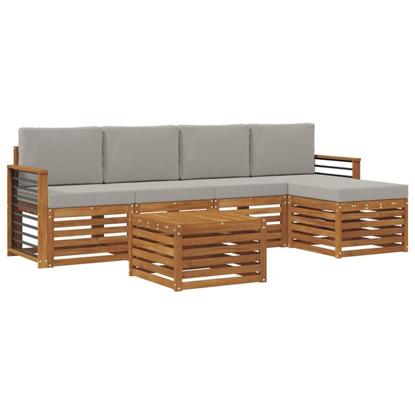vidaXL Ensemble de canapés d'extérieur 6 Pièces Gris Naturel et Clair