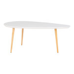 Table basse blanche avec pieds en bois 60 x 110 x 45 cm