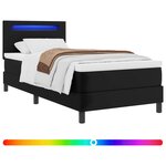 vidaXL Lit à ressorts avec bandes LED Noir 90 x 200 cm Simili cuir