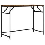 Bureau table poste de travail meuble d'ordinateur informatique étude chêne fumé bois d'ingénierie et acier enduit de poudre brun 02_0023595