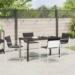 vidaXL Ensemble de salle à manger de jardin 5 pièces avec coussins Textilène blanc et acier