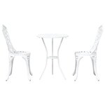 vidaXL Ensemble bistro de jardin 3 Pièces Blanc Aluminium