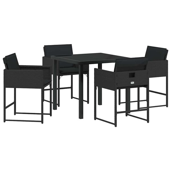 vidaXL Ensemble de salle à manger pour jardin 5 Pièces Noir Poly rotin