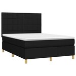 vidaXL Sommier à lattes de lit et matelas et LED Noir 140x200 cm Tissu