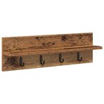 vidaXL Porte-manteau mural avec étagère Bois ancien 60 x 10.5 x 18 cm