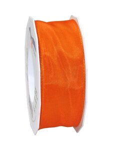 Ruban de soie acetat laitonné lyon 25-m-rouleau 40 mm orange brulé