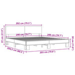 vidaXL Cadre de lit chêne fumé 200x200 cm bois d'ingénierie et métal