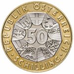 Pièce de monnaie 50 Schilling Autriche Palais de la Sécession 1997 BU