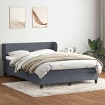 vidaXL Sommier à lattes de lit et matelas gris foncé 140x210cm velours