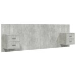 vidaXL Tête de lit avec armoires Gris béton Bois d'ingénierie