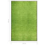 vidaXL Paillasson lavable Vert 120x180 cm