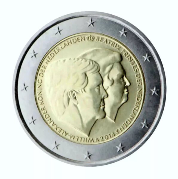2 euros commémorative Pays-Bas 2014 - Double portrait.
