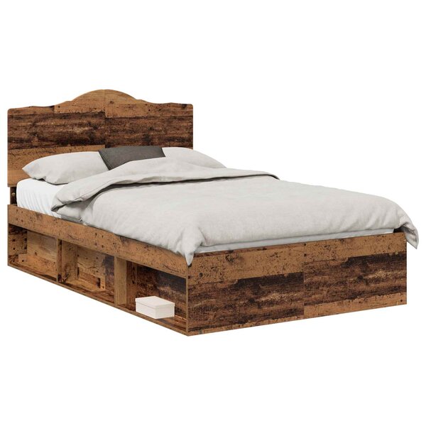 vidaXL Cadre de lit Bois ancien 135 x 190 cm Pin massif