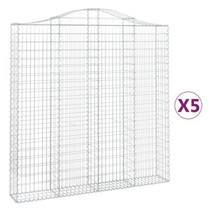 vidaXL Paniers à gabions arqués 5 Pièces 200x30x200/220 cm fer galvanisé