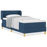 Lit Box Spring avec Matelas - Bleu - 90x190 cm - Tissu