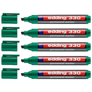 Marqueur Permanent 330 Vert Pointe Biseautée 1-5 mm x 5 EDDING