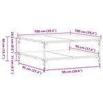 vidaXL Table basse Chêne noir 100 x 100 x 40 cm Bois d'ingénierie