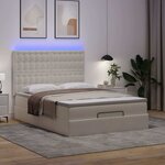 VidaXL Cadre de lit ottoman avec matelas blanc 140x190 cm similicuir