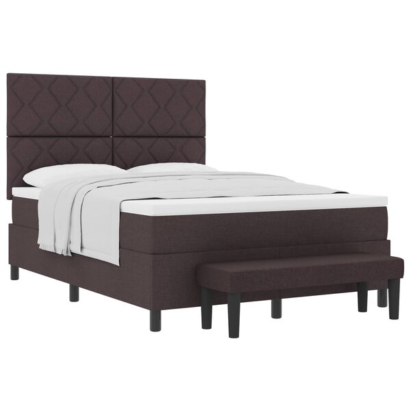 vidaXL Lit à ressorts avec matelas Marron foncé 160 x 200 cm tissu