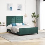 Cadre de lit en velours vert foncé vidaXL 140x190 cm
