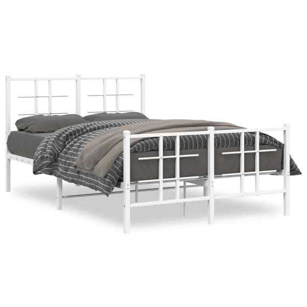 vidaXL Cadre de lit métal sans matelas et pied de lit blanc 120x200 cm