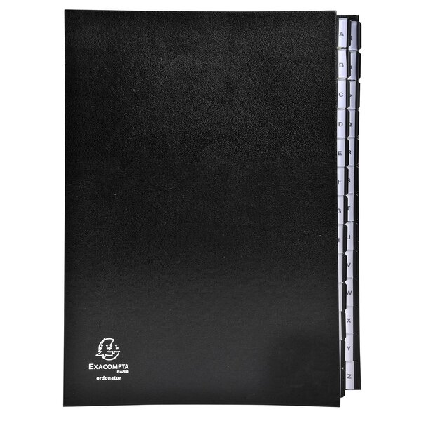 Trieur Rigide Ordonator Avec Cavaliers Plastiques Alphabétique 26 Compartiments De A À Z - Noir - Exacompta