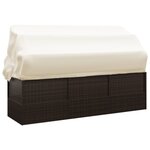 vidaXL Lit de salon d'extérieur toit et coussins Marron Résine tressée