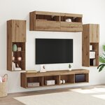 Armoires Murales TV vidaXL avec Éclairage LED 2 Pièces Chêne Artisanal 80x30x30 cm