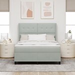 Box Spring VidaXL avec Matelas & Lumière LED Gris Clair 140x200 cm Velours