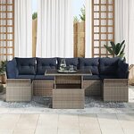 vidaXL Ensemble de canapé de jardin avec coussin 8 Pièces Gris polyrotin