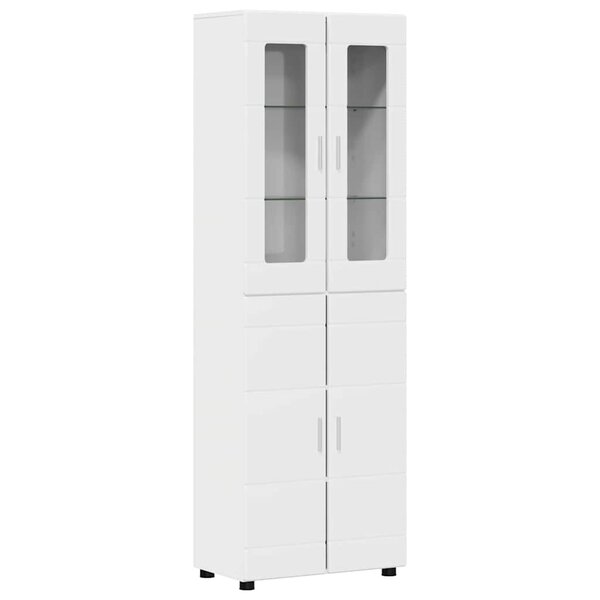 vidaXL Haut Armoire avec porte FLORIN Blanc brillant 60 x 35 x 182 cm