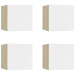 vidaXL Meubles TV muraux 4 Pièces Blanc et chêne sonoma 30 5x30x30 cm