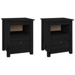 vidaXL Tables de chevet 2 Pièces Noir 40x35x49 cm Bois de pin massif