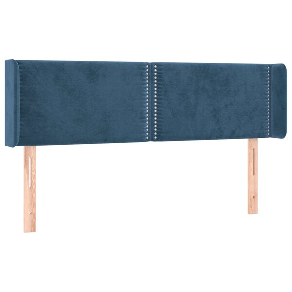 vidaXL Tête de lit avec oreilles Bleu foncé 147x16x78/88 cm Velours