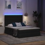 vidaXL Lit avec rangement et LED avec LED Noir 140 x 190 cm Polyester