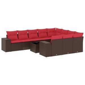 vidaXL Salon de jardin et coussins 11 Pièces marron résine tressée