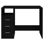 Bureau table poste de travail meuble d'ordinateur informatique étude avec tiroirs 102 x 50 x 76 cm bois d'ingénierie noir 02_0023473