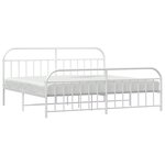 vidaXL Cadre de lit métal sans matelas et pied de lit blanc 193x203 cm