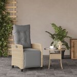vidaXL Chaise inclinable de jardin et repose-pied mélange beige rotin