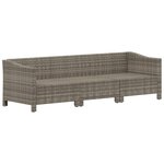 vidaXL Salon de jardin 3 Pièces avec coussins Gris Résine tressée