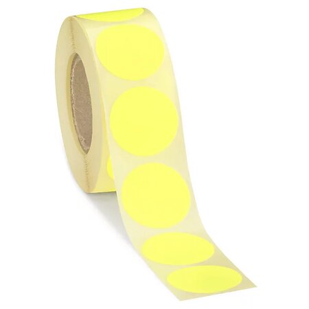 Pastille adhésive permanente fluo jaune 40 mm (lot de 500)