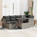vidaXL Salon de jardin avec coussins 7 Pièces gris résine tressée