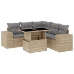 vidaXL Salon de jardin avec coussins 6 Pièces beige résine tressée
