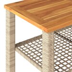 vidaXL Table de jardin beige 70x38x42 cm résine tressée et bois acacia