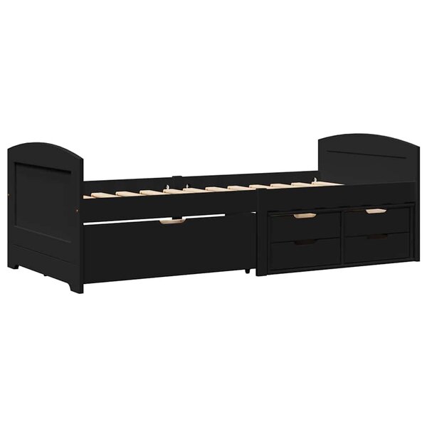 vidaXL Lit de jour avec 5 tiroirs sans matelas IRUN noir 90x200 cm