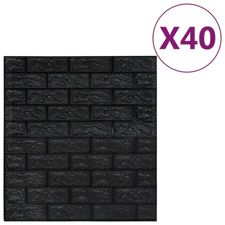 vidaXL Papier peint 3D autoadhésif Briques 40 Pièces Noir