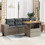 vidaXL Salon de jardin 5 Pièces avec coussins gris résine tressée