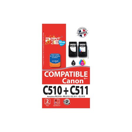 2 cartouches d'encre canon compatible pg510 pg512 cl511 cl513