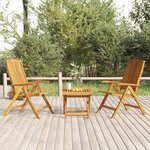 vidaXL Salon de jardin 3 Pièces bois de teck solide