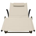 vidaXL Chaises longues à bascule lot de 2 crème acier et textilène
